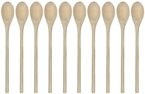 Kochlöffel Holzkochlöffel Holzlöffel Back-Löffel zum Kochen und Basteln 35 cm oval 10 Stück