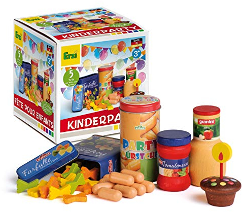 Erzi 28218 Sortierung Kinderparty aus Holz, Kaufladenartikel für Kinder, Rollenspiele.