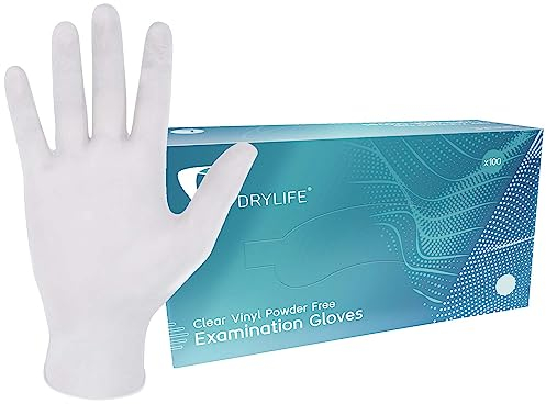 Drylife Clear Vinyl Powder/Latex Free Disposable Gloves - Extra Large (1 Box of 100)