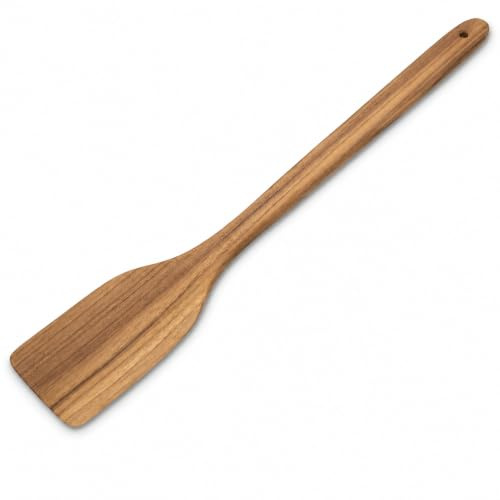 FAAY Espátula de cuchara de madera grande de teca de 18 , paleta para revolver cajún de alta resistencia para cocinar en una olla grande, hecha a mano con madera saludable de alta resistencia