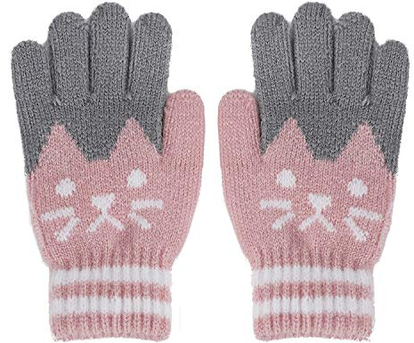 FakeFace Süße Kinder Fingerhandschuhe Gestrickte Handschuhe Stretch Vollfinger Handschuhe Jungen Mädchen Winter Warme Kinderhandschuhe Strickhandschuhe 3-8 Jahre