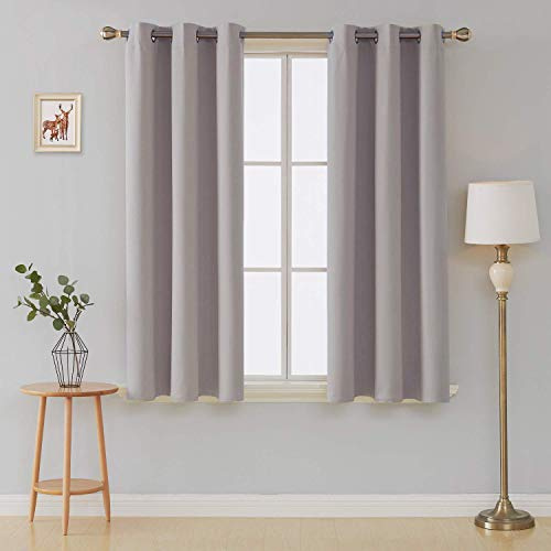 funky gadgets Cortinas térmicas opacas plateadas/gris claro, con ojales en la parte superior, 66 x 90 pulgadas, 2 piezas, para oscurecer la habitación, dormitorio, guardería
