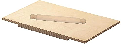 BuyStar Spianatoia ASSE per la Pasta | Impastare la Pasta, Dolci | ASSE stendi Pasta in Legno di Betulla con mattarello Incluso | Varie Misure (88x55 Cm)