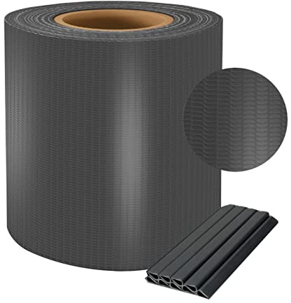 Sellon24 PVC Sichtschutz Streifen Zaunblende Folie Doppelstabmatte Zaun Zaunfolie 450g/m² 3,44€/m² (0,19 * 35m, Anthrazit RAL 7016)