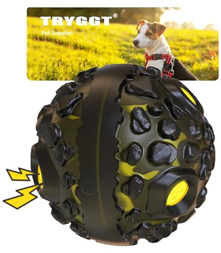 Juguete para Perros Squeaker, Bola De Juguete para Perros con Cuidado Dental, Interactivo En El Interior Y La DiversióN Al Practicar Senderismo Al Aire Libre para Perros Medianos(Amarillo)