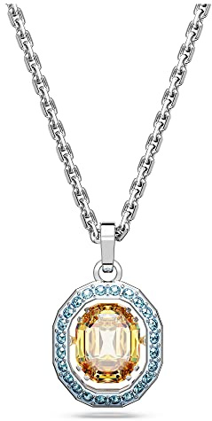 Swarovski Rhodinierte Damenhalskette mit einem Anhänger aus Gelben und Blauen Swarovski Kristallen