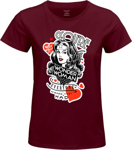dc comics Wonder Woman - Happy Mother's Day WOWOWOOTS124 - Camiseta para Mujer, Color Fucsia, Fucsia, XL