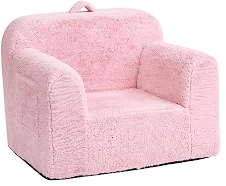 Tiita Kids Sofa, Childrens Couch with Carry Handle, Portable Kids Foam Sofa Couch, Lightweight Kids Chair for Playroom, Dorm Room, Small Space, Pink