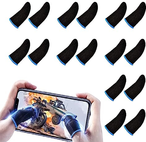 16 Stück Mobile Gaming Finger Sleeve,Mobile Game Finger Sleeve Touchscreen Fingerhülse Anti-Sweat Empfindliche Spiel Handy Kontroller Atmungsaktiv Anti-Schweiß Fingerlinge Gaming Zubehör