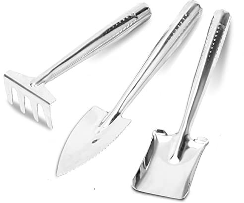 Bafnsiji Ensemble d'outils de Jardinage, Ensemble de 3 pièces Mini Outils de Jardinage, Petit râteau de Jardinage en Acier Inoxydable, Ensemble de Travail de Jardinage de Pelle à Main