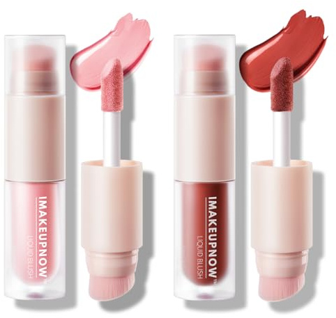imakeupnow Lot de 2 blush liquide pour joues, finition mate, haute pigmentation, avec pinceau intégré #L002 + #L003