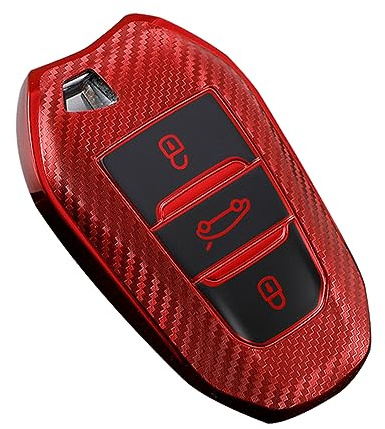 KUNIO Keyless Schlüsselhülle Passt für Peugeot 3008 5008 2008 308 508 208 Passt für Opel Grandland X Astra L Passt für Citroen C3 C4 DS5 DS7 Autoschlüssel Schutz TPU SchlüsselCover Rot
