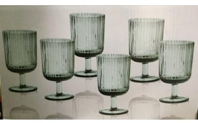 BRANDANI SET 6 CALICE PLISSE TURCHESE VETRO