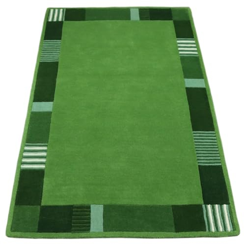 WAWA TEPPICH T974 Wollteppich Grün 120 x 180 cm 100% Wolle handgetuftet