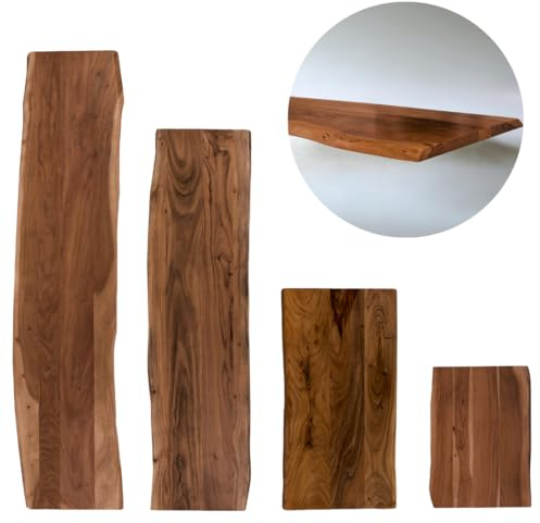 trelevo Holzplatte 60x40 cm Akazienholz massiv nussbaumfarben Baumkante