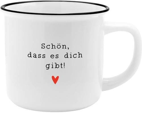 GRUSS & CO Becher mit Motiv Gibt | New Bone China Porzellan, Emaille-Optik, 35 cl | Geschenk Liebe, Frühstück | 73915