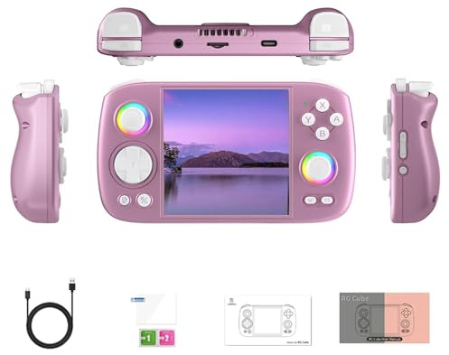 Meiurlex RG Cube Handheld Game Console with RGB lighting effect, 8+128G Android Unisoc T820 processor 3.95 Inch IPS Screen Arcade Gaming Support Bluetooth WIFI (No Games)