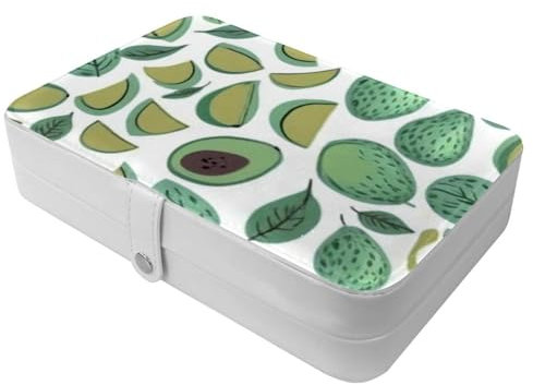 Fresh Avocado-874 Reise-Schmuckschatulle, tragbare Schatztruhe für Ringe, Ohrringe, Halsketten. Tolles Geschenk für Frauen, die gerne reisen, große Organizer-Hülle, 1 Packung