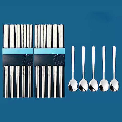 ZGYOZMNG Palillos Chinos Reutilizables para Principiantes Palillos Chinos Antideslizantes para el hogar, Palillos Chinos de aleación Simples para la Familia (5 Pares) (10 Pares)