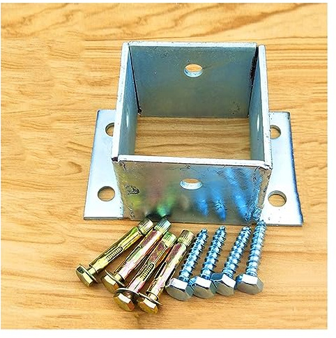 Square Railing Post Anchors Base, Stainless Steel Bolt Down Bracket for Deck Pergola Posts with Installation Kit, Mailbox Wood Column The Fence Protector (Color : Silver, Size : 150x150 mm (