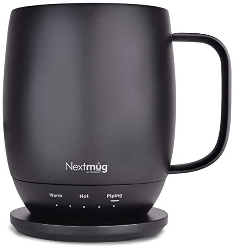 Nextmug - Temperature-Controlled, Self-Heating Coffee Mug | (Black - 415 mL) – No App, Long-Lasting Battery for Work & Study, Great Gift for Coffee Lovers