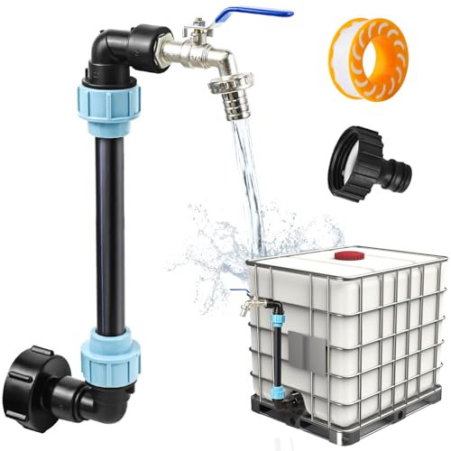 FORMIZON IBC Tank Schwanenhals, IBC Adapter mit Schwanenhals Messing Wasserhahn, IBC Schwanenhals 3/4 Auslaufhahn für 1000L Regenwassertank, Regenfass, IBC Container (A)