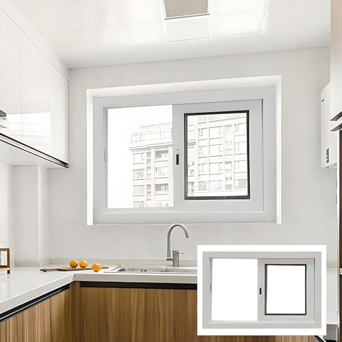 Ventana corrediza horizontal para sótano, ventana para baño doméstico con cerradura y mosquitero, ventanas de repuesto para sótano, insonorización, para ventanas del hogar y ventanas del sótano(White,