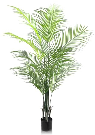 GOVIRAYE 150cm Artificial Palm Tree: 5FT Realistic Fake Plant in Pot, Large Faux Tropical Palm Tree for Indoor Outdoor Home Living Room Office Modern Decoration