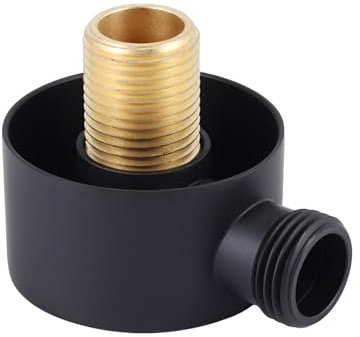 Kueohse Gomito di Alimentazione Un Parete, Connettore per Tubo Doccia da Parete Rotondo nel Accessori Uscita Acqua G1 / 2 Pollici per Doccia-Nero
