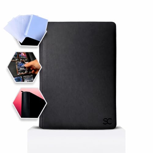 Trading Card Binder Black 1024-Pockets with 100 Bonus Sleeves-Pokemon Card Binder Side-Loading, Archival-Safe, Durable Zipper & UV-Resistant Cards Folder-Sports Cards Pokemon Binders Large 17.7”x13.4”