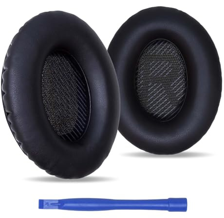 Replacement Ear Pads for Bose QC35 / QC35 II Headphones, Soft Protein Skin Earpads, High-Density Foam for Cushioning, Thickened Ear Cushions with Crowbar(Black)