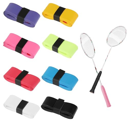 8 unidades de cinta de agarre para raquetas de bádminton, 110 cm, autoadhesivas, bádminton, raqueta de tenis, raqueta de squash, raqueta de ping pong, hockey, cintas de agarre, multicolores