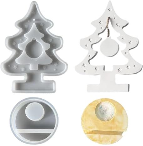 Molde Para Soporte De Velas,Molde Para Portavelas De Árbol De Navidad | 2 Piezas De Cemento Para Manualidades Decoración De Mesa Para Fiestas Bodas Centros De Mesa
