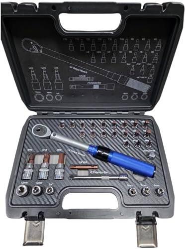 topolenashop Chiave Dinamometrica 1/4 5-25 Nm Set 33 Pezzi | Cricchetto 72 Denti Alta Precisione con Bussole Torx Esagonali per Auto Moto Bici Fai-da-Te | Custodia Rigida Inclusa