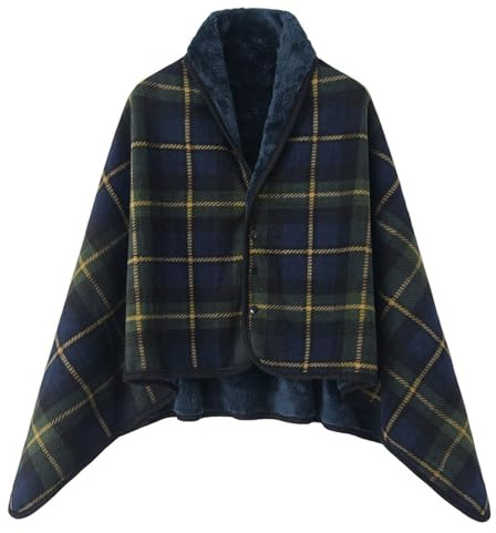 Poncho Donna Termica Collo Alto in Lana e Flanella Mantella Invernale Elegante Cerimonia Scialle Caldo Indossare Cardigan Pile Casual Coprispalle Curvy per Casa Viaggi Lavoro
