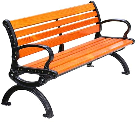 YUNHEST Dreisitzer-Gartenbank Aus Holz for Den Außenbereich, Ideal for Parkterrassen, Mit Lattenrückenlehne Und Glatten Armlehnen, Länge 150 cm.