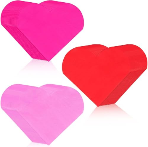 Lot de 60 serviettes de table en forme de cœur pour Saint-Valentin, mariage, fiançailles, fête, décoration de la Saint-Valentin, anniversaire de mariage