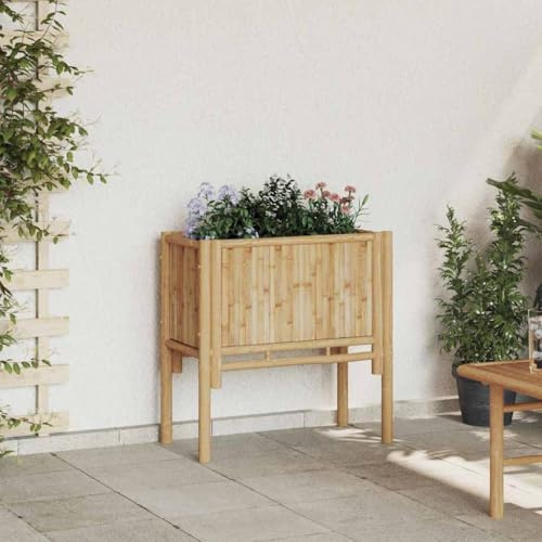 KKHOMEI Orto Rialzato da Esterno in Legno, Fioriera Rialzata in bambù, Orto Pensile Urbano, Letto per Orto, Aiuola Rialzata da Balcone, Giardino, 70 x 35 x 70 cm