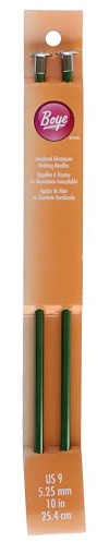 Boye 3216327009M Aluminium-Stricknadel-Set, gerade, US-Größe 9, 25,4 cm L, 2 Stück