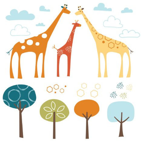 Skip Hop 185115 Wandfiguren, Sticker und Holzbuchstaben, Giraffe Safari