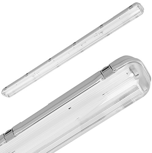 pureled SET LED Feuchtraumleuchte Wannenleuchte IP65 mit 2X T8 LED 23W 150cm kaltweiß 6000K G13 Bürolampe
