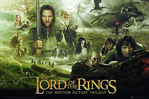 Close Up Herr der Ringe Poster Trilogie (91,5 cm x 61 cm) + 2 St. schwarze Posterleisten mit Aufhängung