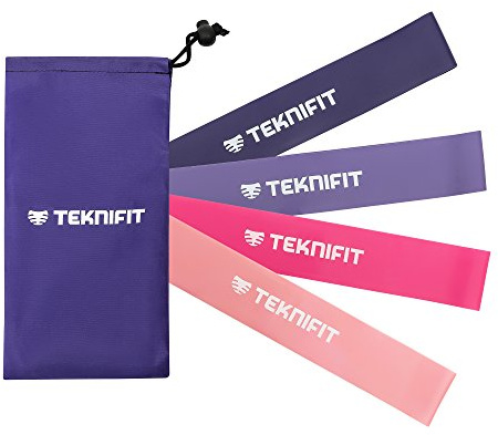 TEKNIFIT Exercise Band Set Pink - 4 Resistance Band Levels for Complete Home Fitness, Full Body Workouts