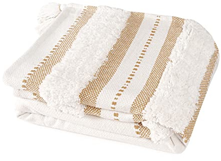 EHC Throws for Sofas Large, Blanket Sofa throw, Throws for beds Double Settee Sofa Bed Cover, 150 x 200 cm, Beige