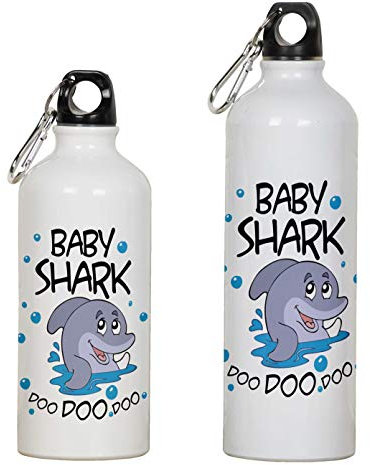 Printtoo Aluminium Sportflasche Baby Hai DOO DOO DOO Reiseflasche Mit Karabinerhaken Bedrucken650ml/21.9oz
