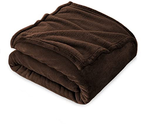 FARFALLAROSSA Coperta Plaid Pile, Coperta Divano 130 x 160 cm Flanella, Coperta Letto Singolo Calore Morbida - Marrone