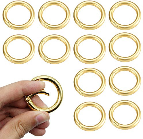 D-Orange 20 Piezas de Mosquetón Redondo 28mm Hebillas De Resorte Redondas Gancho Llavero de Aleación de Zinc Clips para Manualidades y Accesorios De Bolsos, Dorado