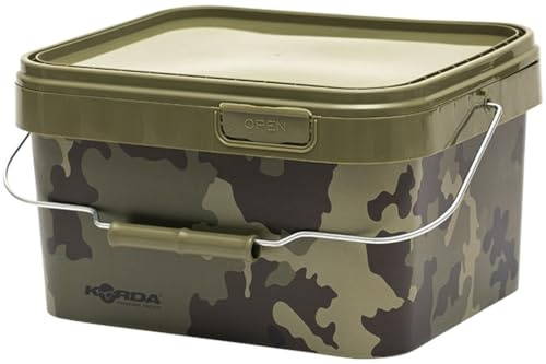 Korda Compac Camo Bucket 5 Litre with Sealable Lid | Compact, Stackable Fishing Bait Bucket | Lightweight & Durable | Ideal for Fishing Tackle & Bait Storage