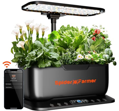 SPIDER FARMER Hydroponics Growing System with 6L Water Tank-Up to 19.4 Herb Garden Kit Indoor with Dimmable LED Grow Light, 12 Pods Germination Kits with Cycle Pump, 4 Timing & 2 Plants Modes