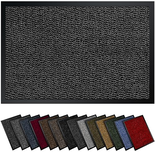 Gentle North Hochwertige Fußmatte grau schwarz 40x60cm groß für Innen & Außen - Schmutzfangmatte rutschfest, waschbar & wetterfest - für Eingangsbereich & Aussenbereich - Läufer Flur dünn